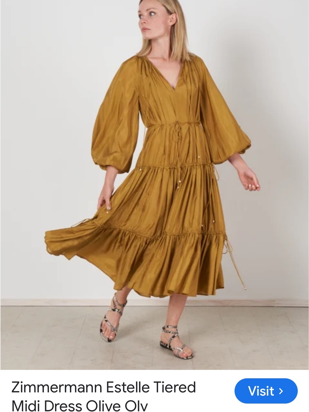Zimmermann mustard tiered midi dress